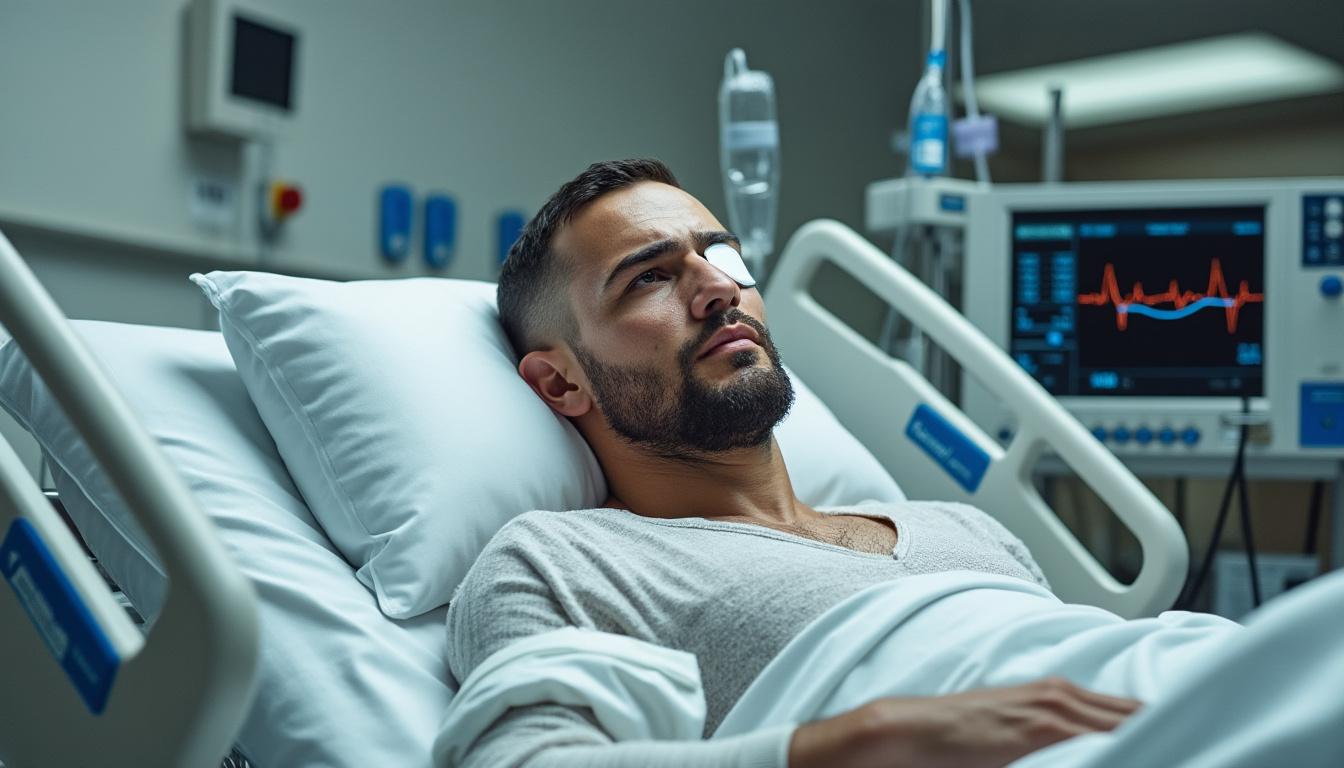 un jour après sa double opération des yeux, le champion de l'ufc partage une photo saisissante de son rétablissement. découvrez tous les détails sur fox sports.