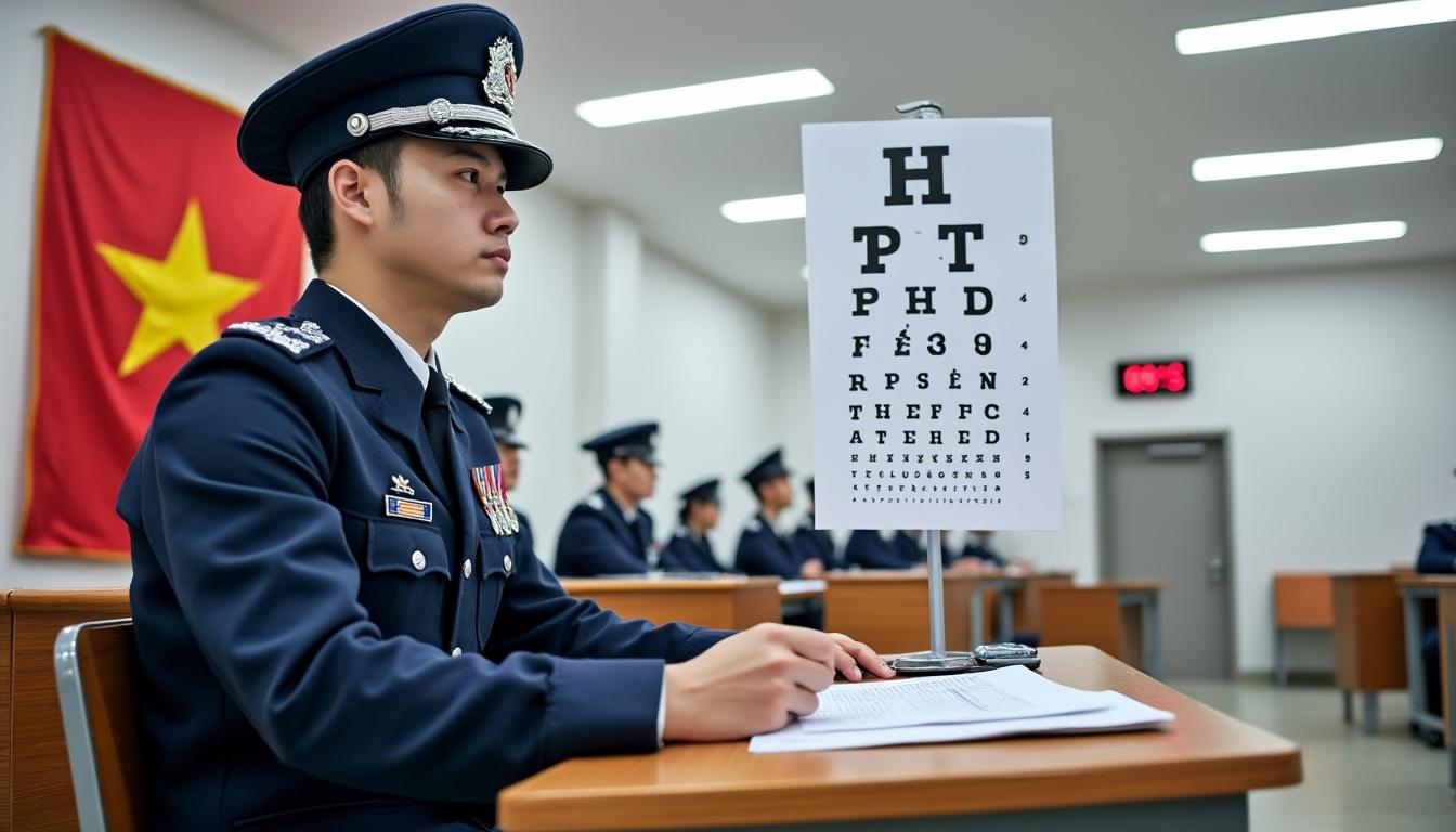 découvrez les critères d'admission 2026 à l'académie de police au vietnam, avec une élimination directe des candidats myopes dépassant 3 dioptries dès le premier tour.