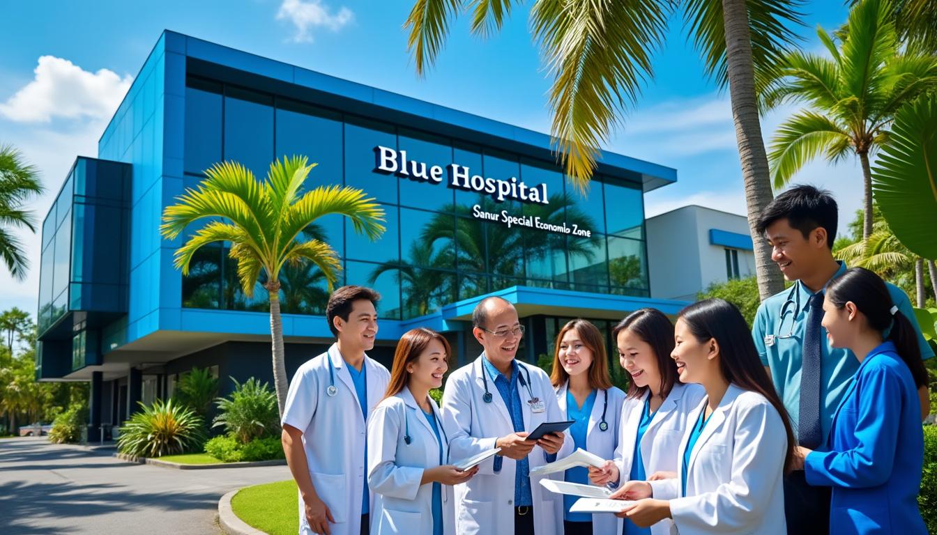 jec inaugure le premier centre de santé oculaire 'hôpital bleu' dans la zone économique spéciale de sanur, bali, offrant des soins ophtalmologiques de pointe pour améliorer la santé visuelle de la région.