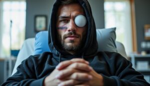 un jour après sa chirurgie, le champion de l'ufc partage une photo choc suite à sa double opération des yeux, révélant son état et son courage. découvrez les détails sur fox sports.