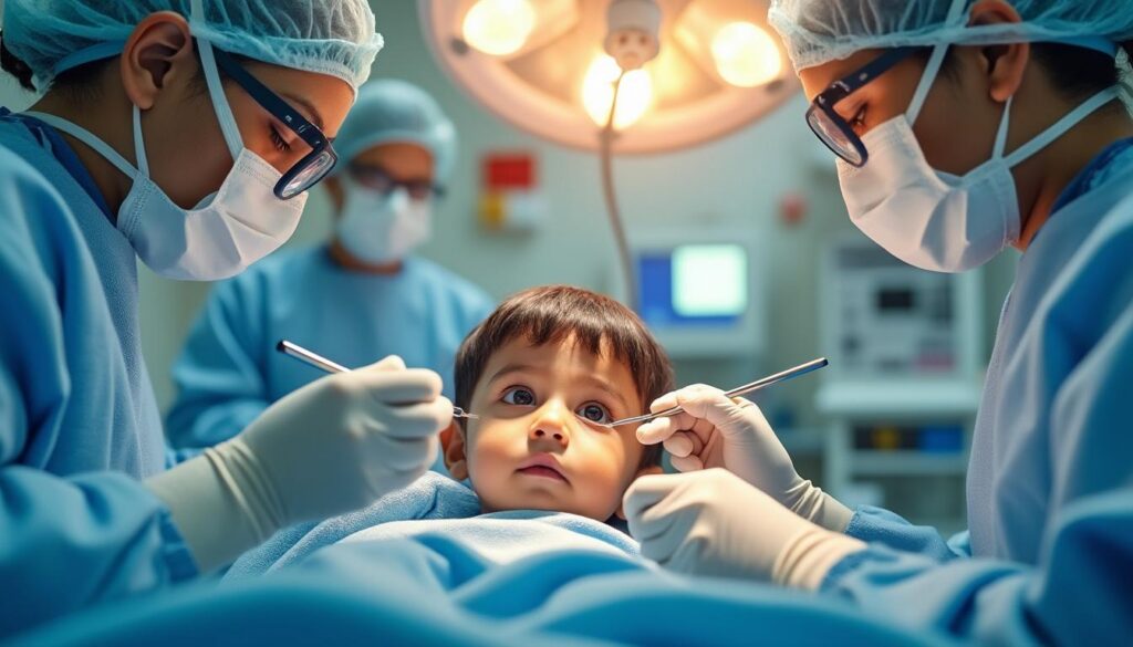 un nettoyeur de langue coincé dans la paupière d'un tout-petit en chhattisgarh : une intervention chirurgicale réussie permet aux médecins de sauver l'œil de l'enfant.