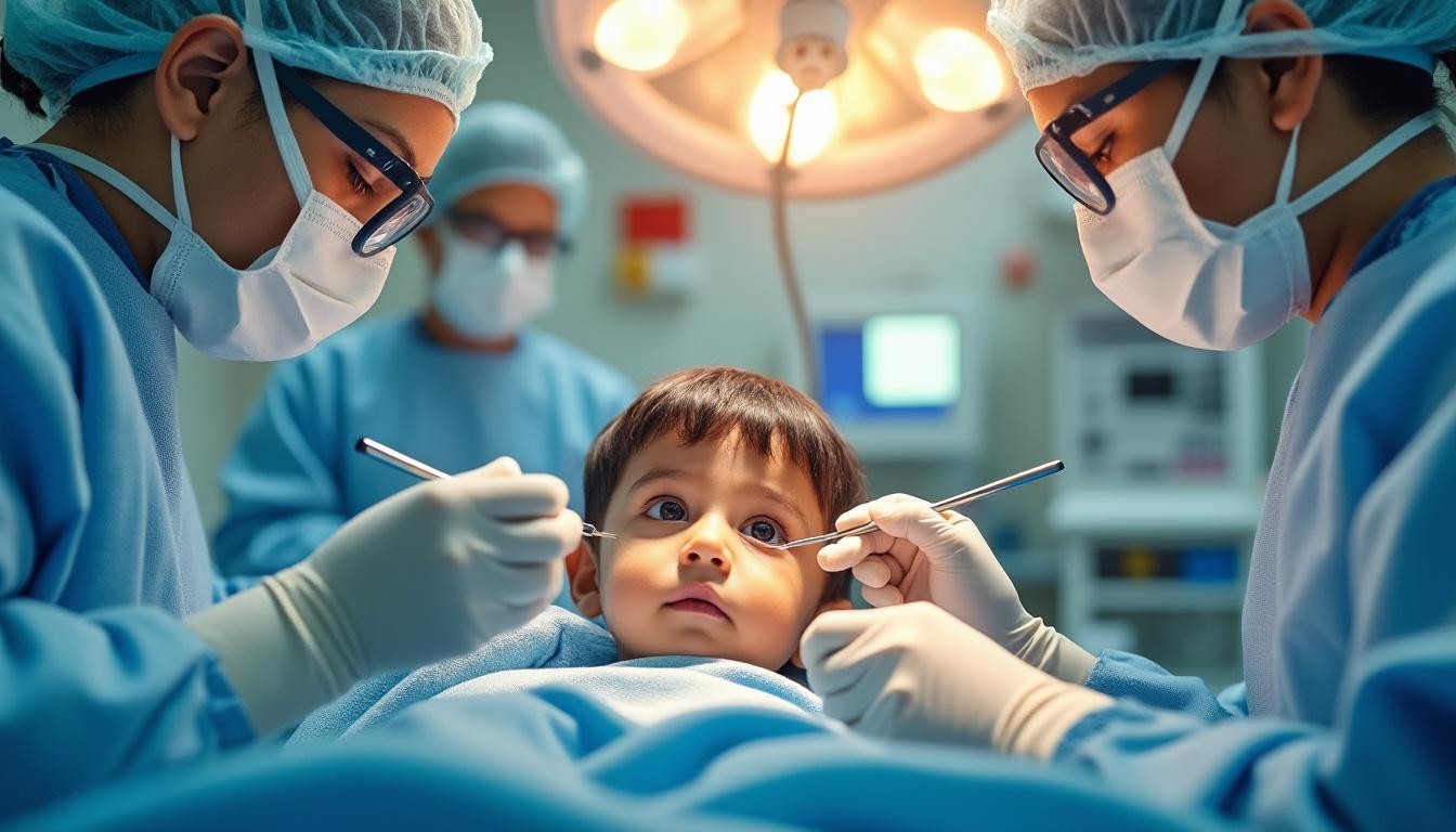 un nettoyeur de langue coincé dans la paupière d'un tout-petit en chhattisgarh : une intervention chirurgicale réussie permet aux médecins de sauver l'œil de l'enfant.