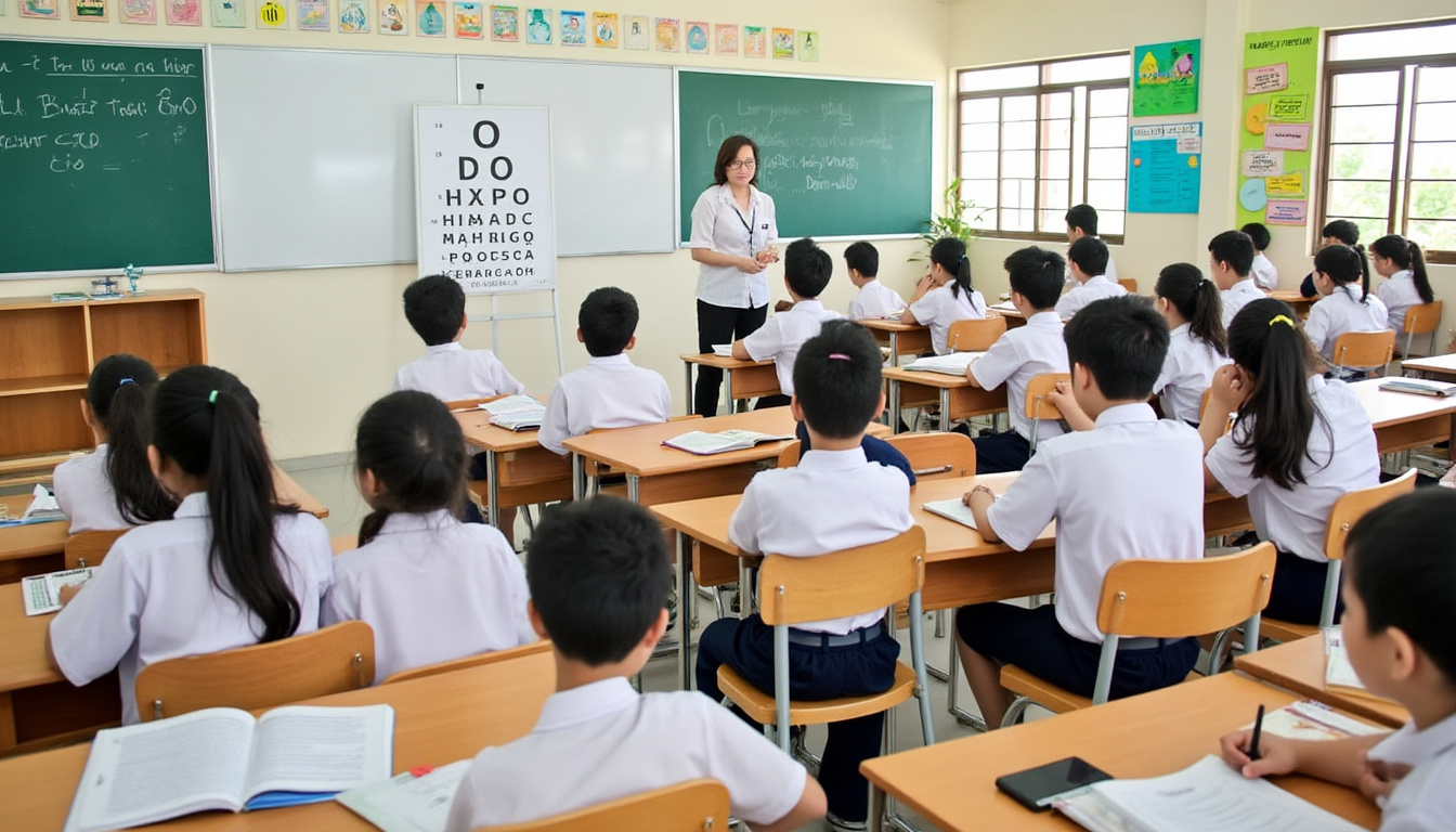 à hô chi minh-ville, plus de la moitié des écoliers souffrent de troubles de la vision réfractive, impactant leur apprentissage et nécessitant une attention accrue en matière de santé oculaire.