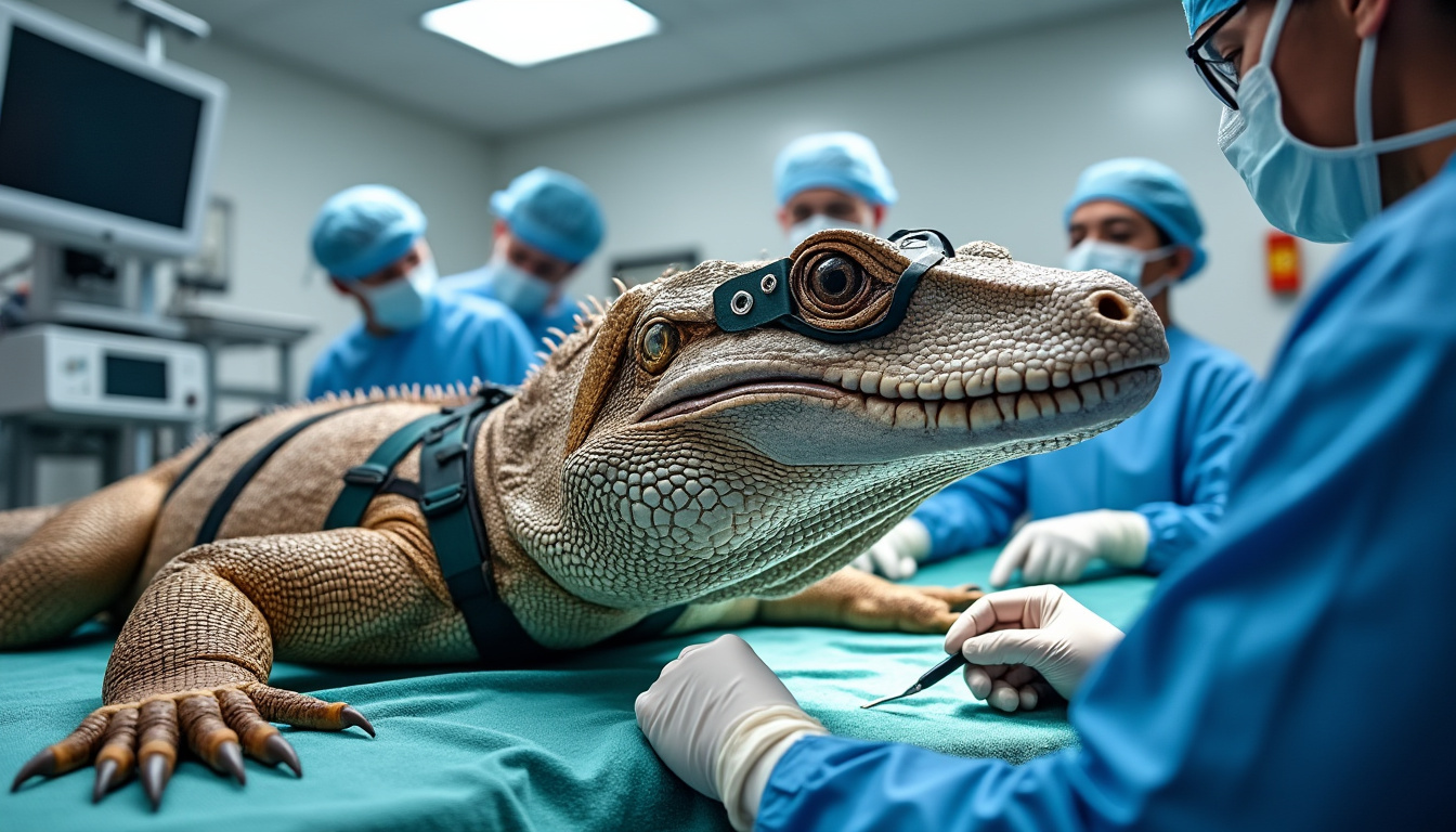 première en france : un vétérinaire du var réalise une chirurgie oculaire innovante sur un dragon de komodo souffrant de cataracte, une opération inédite qui ouvre de nouvelles perspectives en médecine vétérinaire.