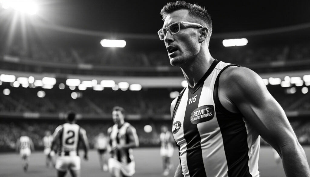 découvrez pourquoi mason cox porte des lunettes sur le terrain alors que le joueur de collingwood vise un deuxième sacre en afl.